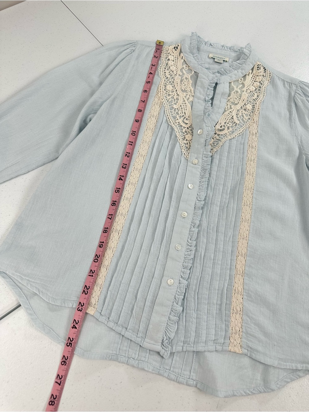 Sundance Cecilia Lace Pintuck Ruffle Blouse Prairie Cottage Romantic Heirloom PS - Picture 6 of 12